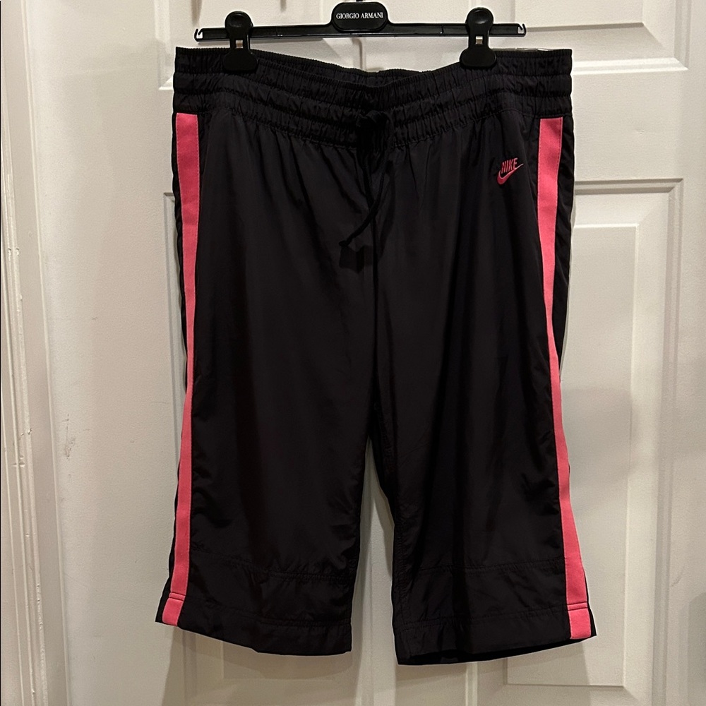 Nike Women's Athletic Shorts in Black with Pink Stripes